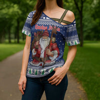 Funny Finland Christmas Cross Shoulder Shirt Hauskaa Joulua Joulupukki - Wonder Print Shop