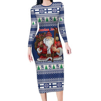 Funny Finland Christmas Family Matching Long Sleeve Bodycon Dress and Hawaiian Shirt Hauskaa Joulua Joulupukki - Wonder Print Shop