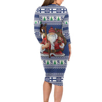 Funny Finland Christmas Family Matching Long Sleeve Bodycon Dress and Hawaiian Shirt Hauskaa Joulua Joulupukki - Wonder Print Shop