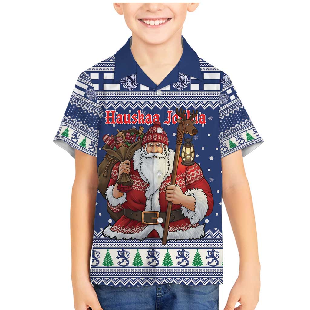 Funny Finland Christmas Family Matching Mermaid Dress and Hawaiian Shirt Hauskaa Joulua Joulupukki - Wonder Print Shop