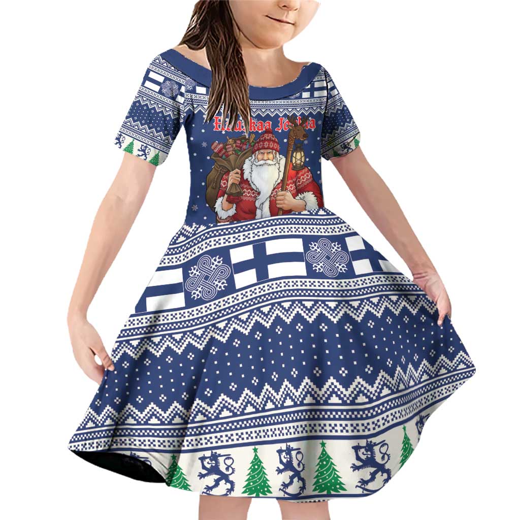 Funny Finland Christmas Family Matching Off Shoulder Short Dress and Hawaiian Shirt Hauskaa Joulua Joulupukki - Wonder Print Shop