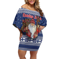 Funny Finland Christmas Family Matching Off Shoulder Short Dress and Hawaiian Shirt Hauskaa Joulua Joulupukki - Wonder Print Shop