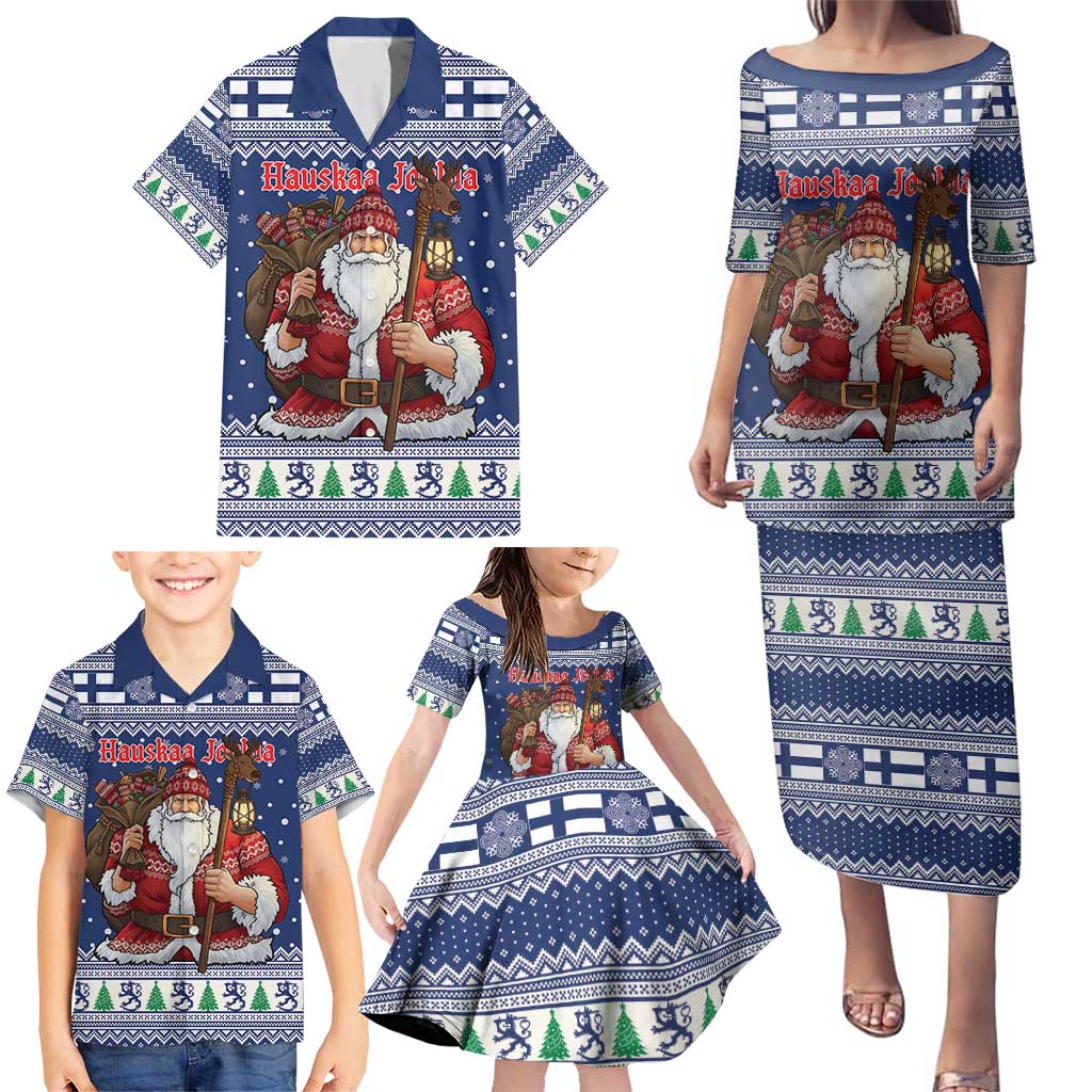 Funny Finland Christmas Family Matching Puletasi and Hawaiian Shirt Hauskaa Joulua Joulupukki - Wonder Print Shop