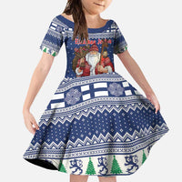 Funny Finland Christmas Family Matching Short Sleeve Bodycon Dress and Hawaiian Shirt Hauskaa Joulua Joulupukki - Wonder Print Shop
