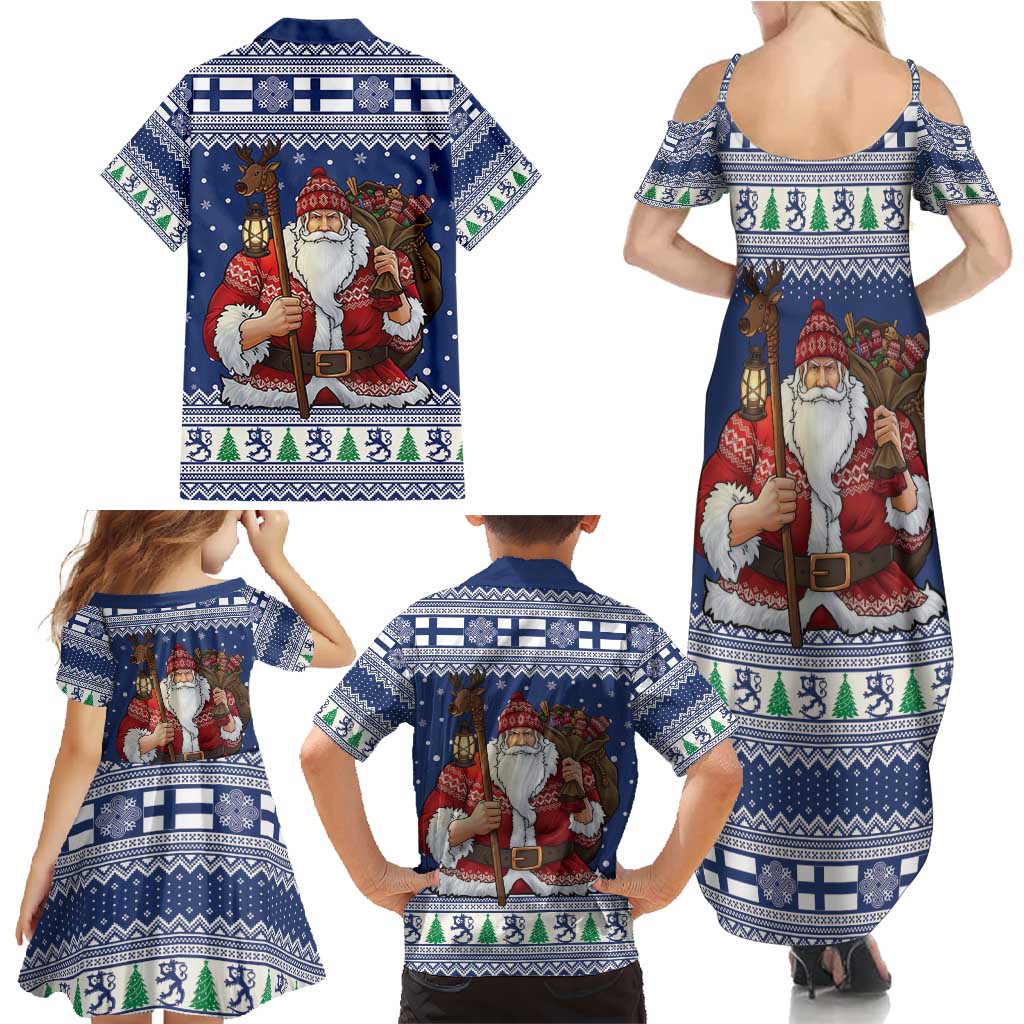 Funny Finland Christmas Family Matching Summer Maxi Dress and Hawaiian Shirt Hauskaa Joulua Joulupukki - Wonder Print Shop