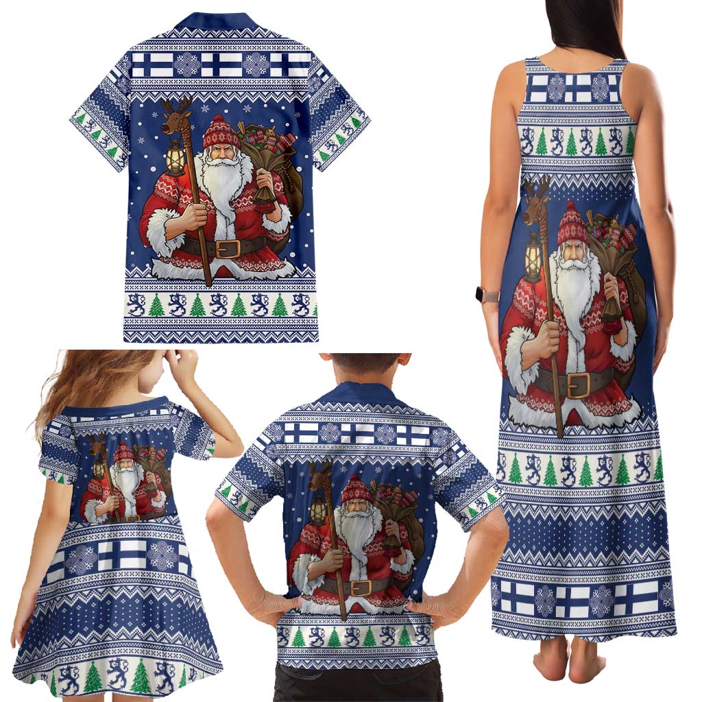 Funny Finland Christmas Family Matching Tank Maxi Dress and Hawaiian Shirt Hauskaa Joulua Joulupukki - Wonder Print Shop