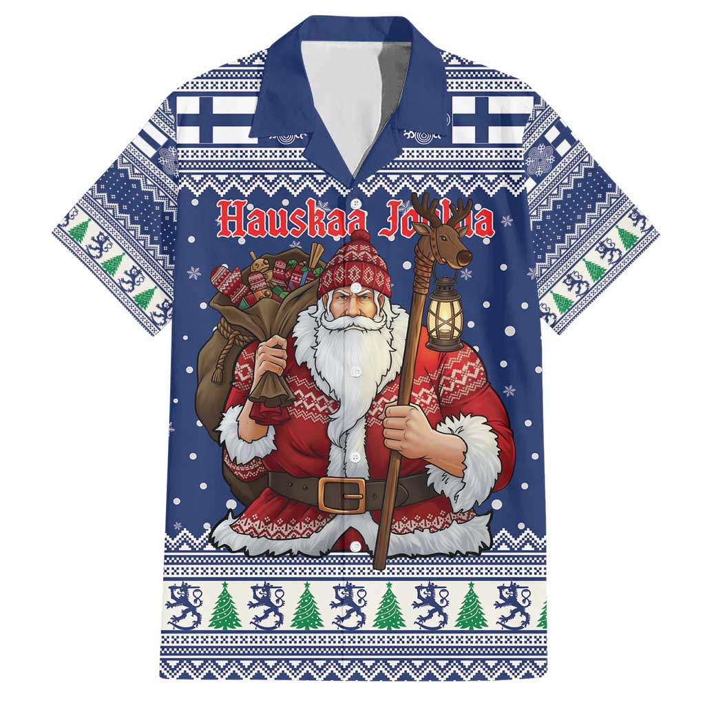 Funny Finland Christmas Hawaiian Shirt Hauskaa Joulua Joulupukki - Wonder Print Shop