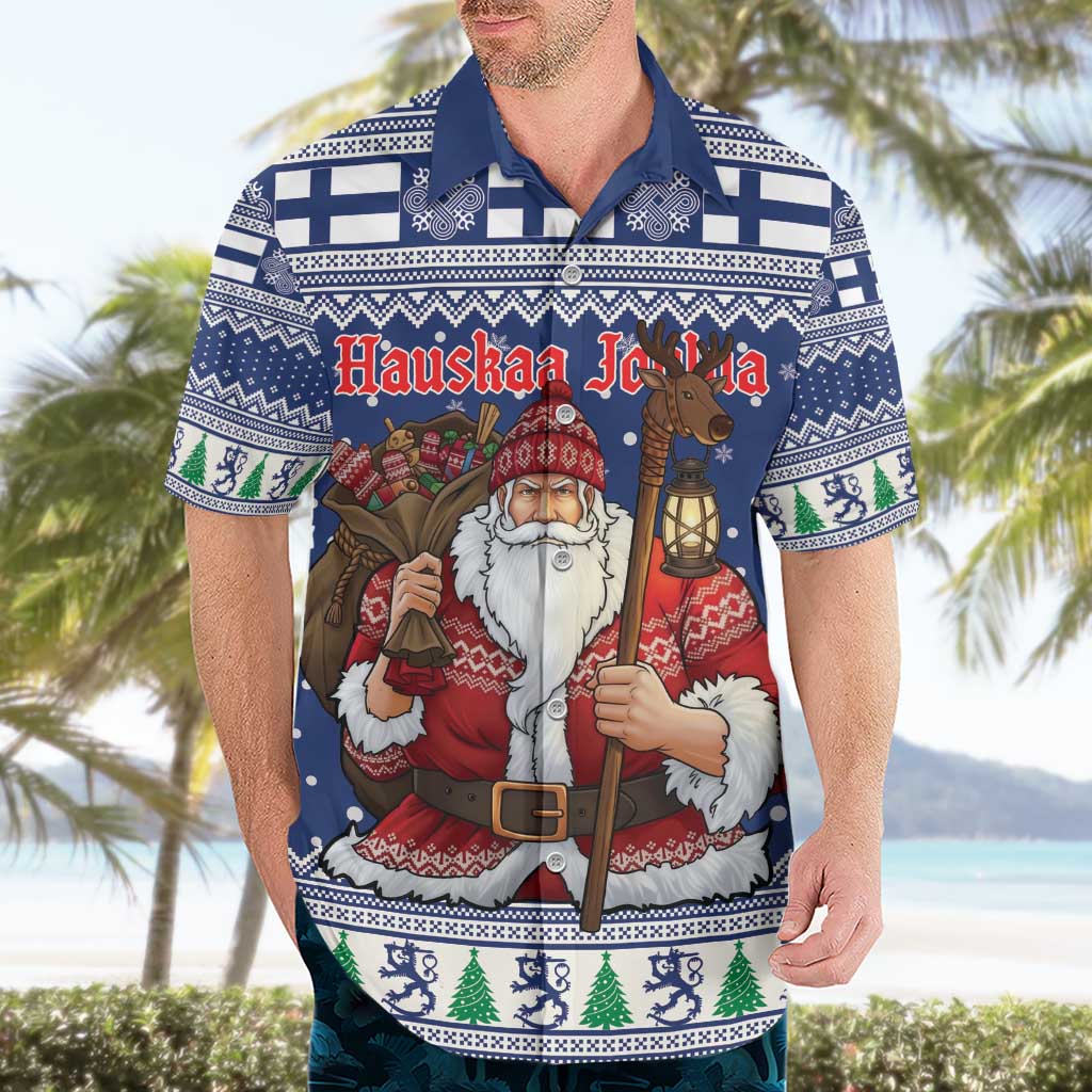 Funny Finland Christmas Hawaiian Shirt Hauskaa Joulua Joulupukki - Wonder Print Shop