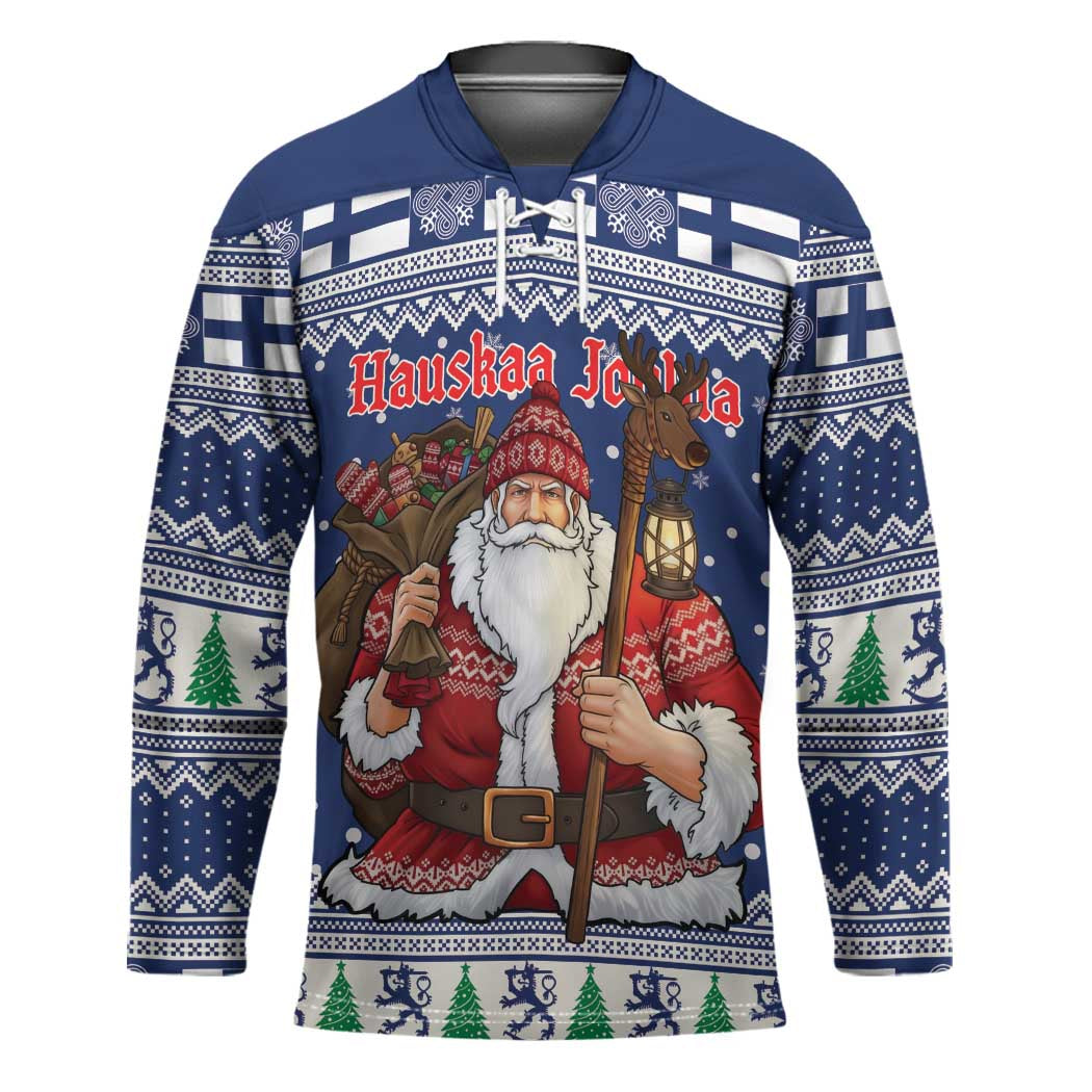Funny Finland Christmas Hockey Jersey Hauskaa Joulua Joulupukki - Wonder Print Shop