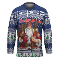 Funny Finland Christmas Hockey Jersey Hauskaa Joulua Joulupukki - Wonder Print Shop