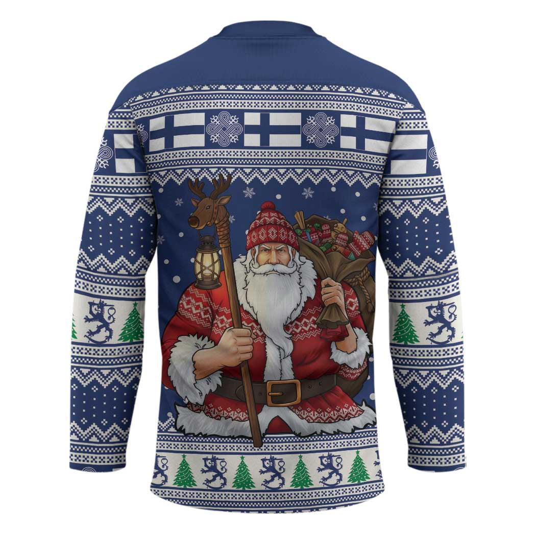 Funny Finland Christmas Hockey Jersey Hauskaa Joulua Joulupukki - Wonder Print Shop
