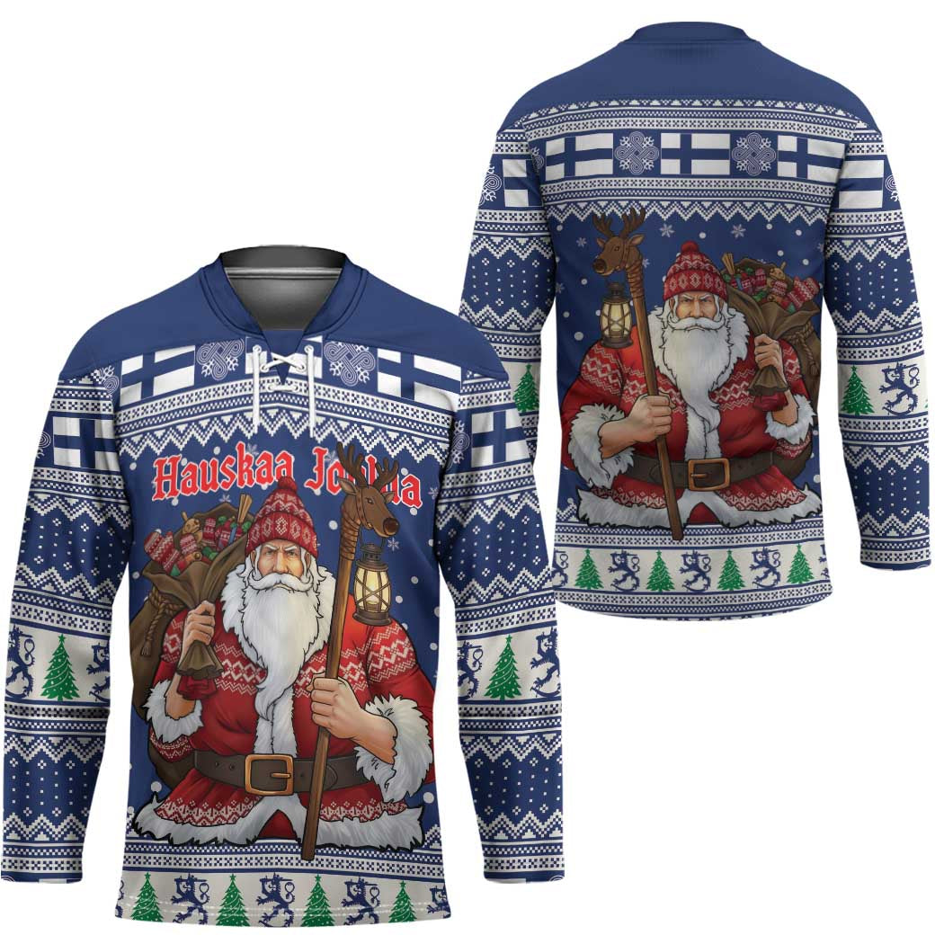 Funny Finland Christmas Hockey Jersey Hauskaa Joulua Joulupukki - Wonder Print Shop