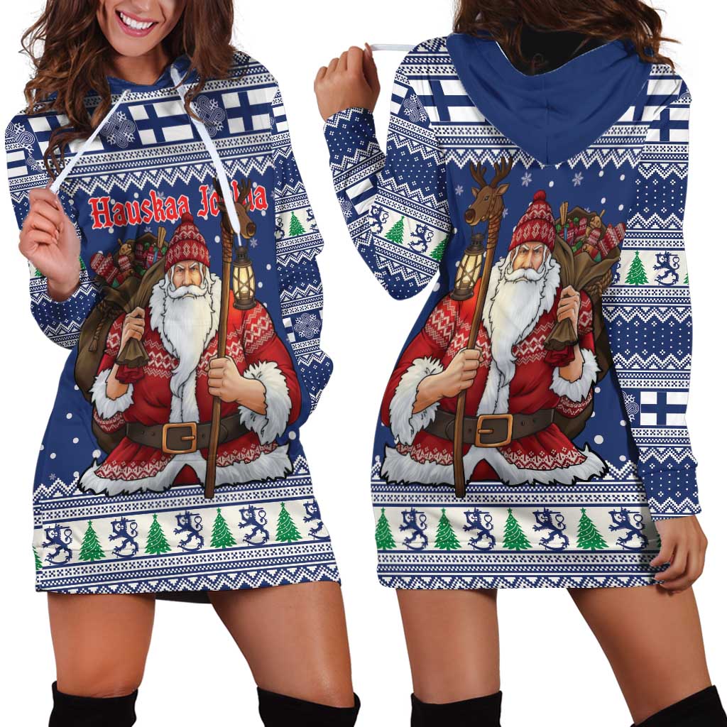 Funny Finland Christmas Hoodie Dress Hauskaa Joulua Joulupukki - Wonder Print Shop