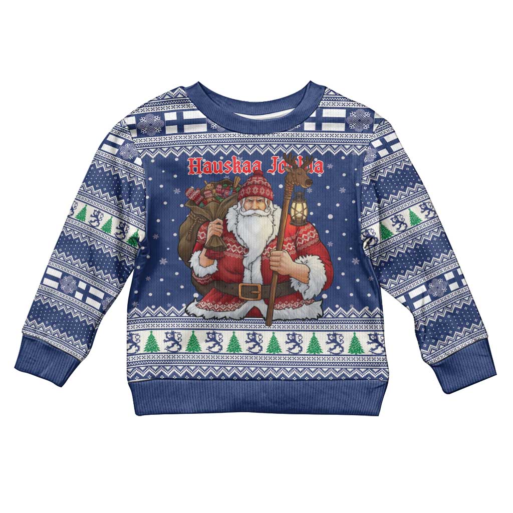 Funny Finland Christmas Kid Ugly Christmas Sweater Hauskaa Joulua Joulupukki - Wonder Print Shop