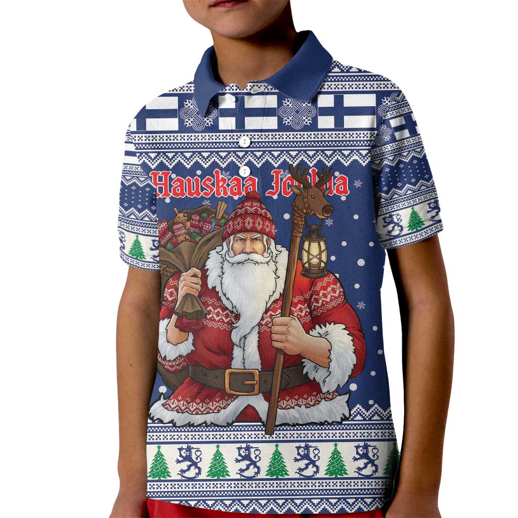 Funny Finland Christmas Kid Polo Shirt Hauskaa Joulua Joulupukki - Wonder Print Shop