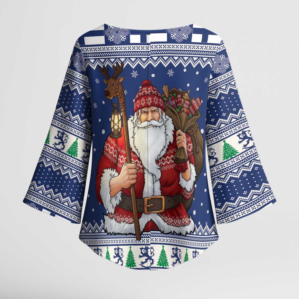 Funny Finland Christmas Kimono Sleeve Blouse Hauskaa Joulua Joulupukki - Wonder Print Shop