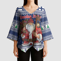 Funny Finland Christmas Kimono Sleeve Blouse Hauskaa Joulua Joulupukki - Wonder Print Shop