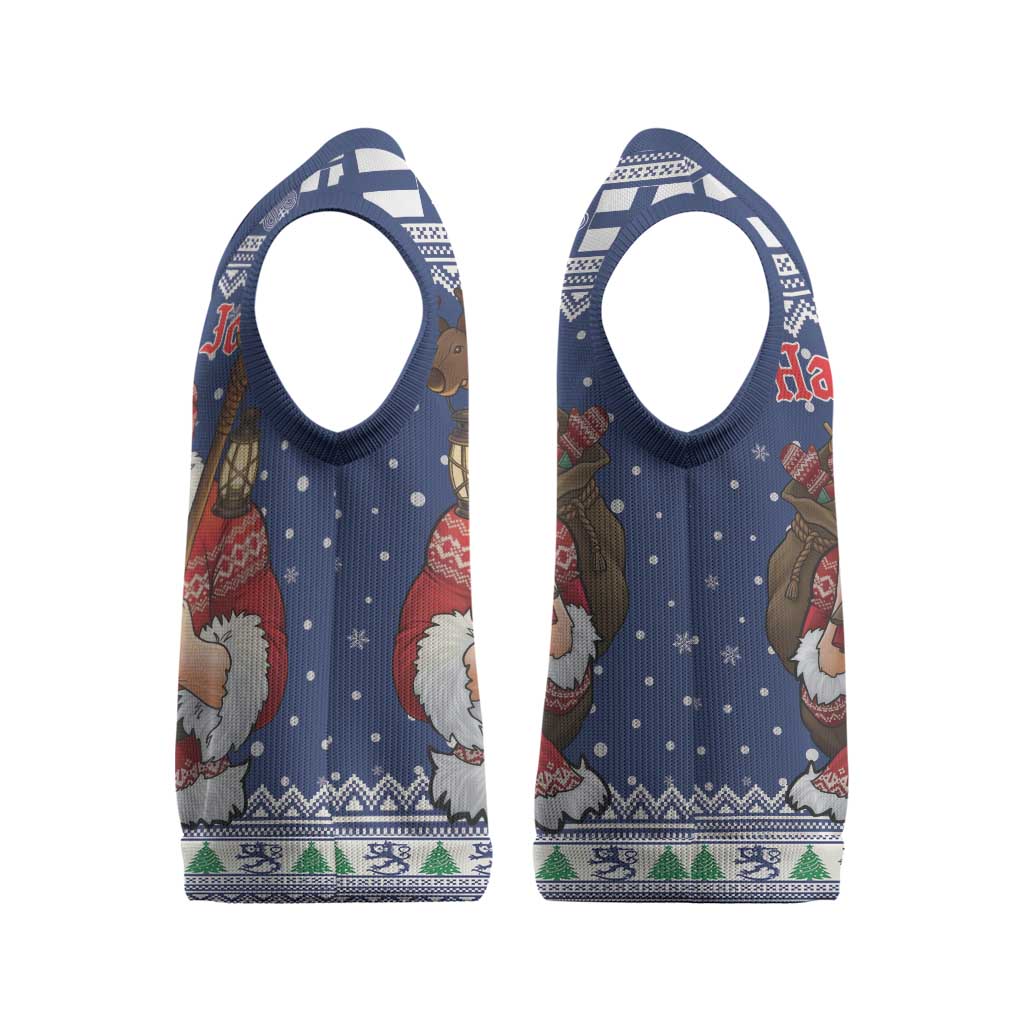 Funny Finland Christmas Knitted V-Neck Vest Hauskaa Joulua Joulupukki - Wonder Print Shop