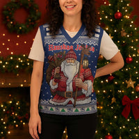 Funny Finland Christmas Knitted V-Neck Vest Hauskaa Joulua Joulupukki - Wonder Print Shop