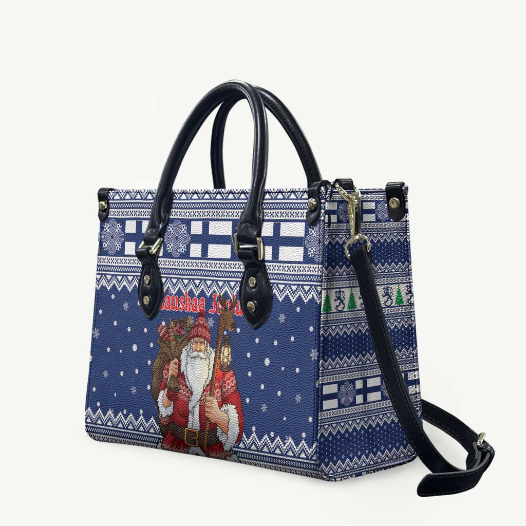 Funny Finland Christmas Leather Bag Hauskaa Joulua Joulupukki - Wonder Print Shop