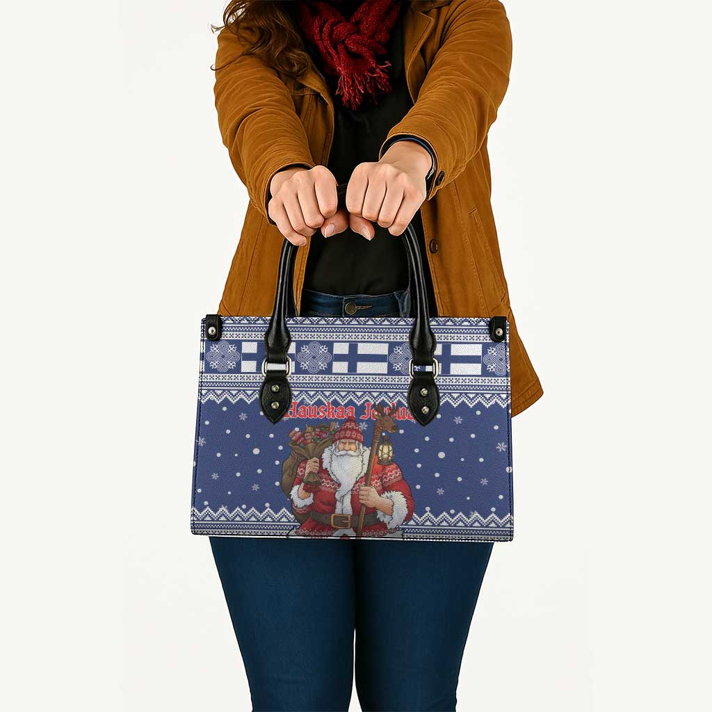 Funny Finland Christmas Leather Bag Hauskaa Joulua Joulupukki - Wonder Print Shop
