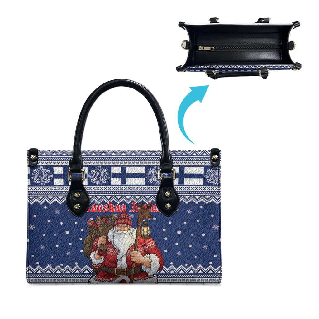 Funny Finland Christmas Leather Bag Hauskaa Joulua Joulupukki - Wonder Print Shop