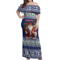 Funny Finland Christmas Off Shoulder Maxi Dress Hauskaa Joulua Joulupukki - Wonder Print Shop