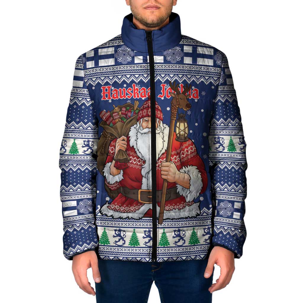 Funny Finland Christmas Padded Jacket Hauskaa Joulua Joulupukki - Wonder Print Shop