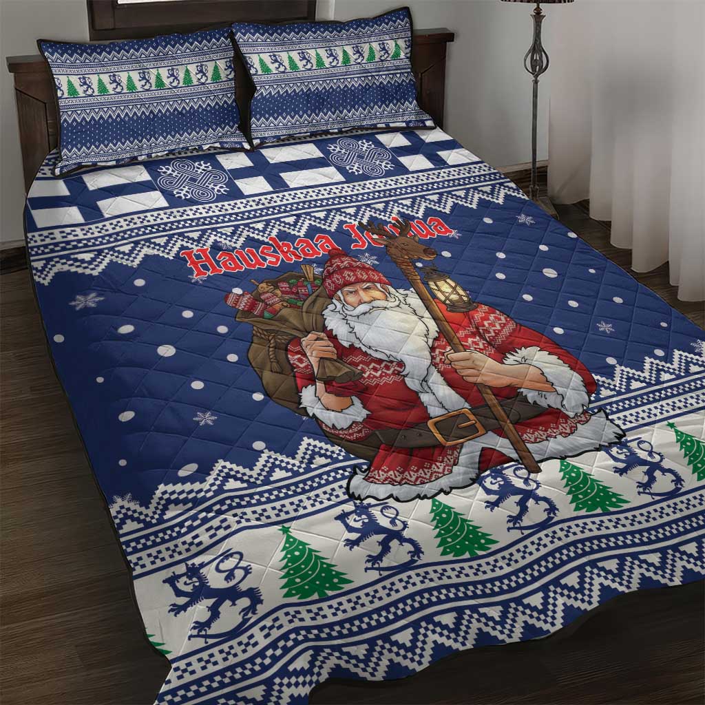 Funny Finland Christmas Quilt Bed Set Hauskaa Joulua Joulupukki - Wonder Print Shop