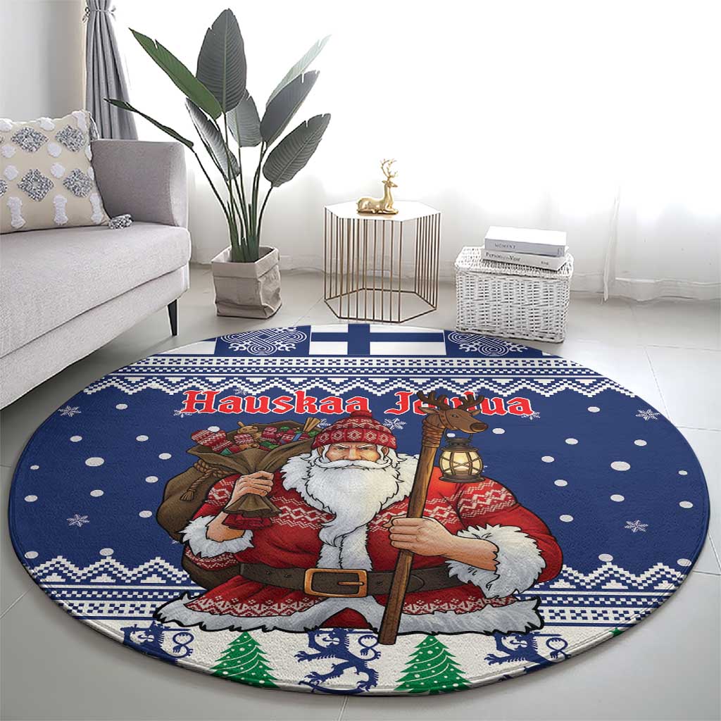 Funny Finland Christmas Round Carpet Hauskaa Joulua Joulupukki - Wonder Print Shop