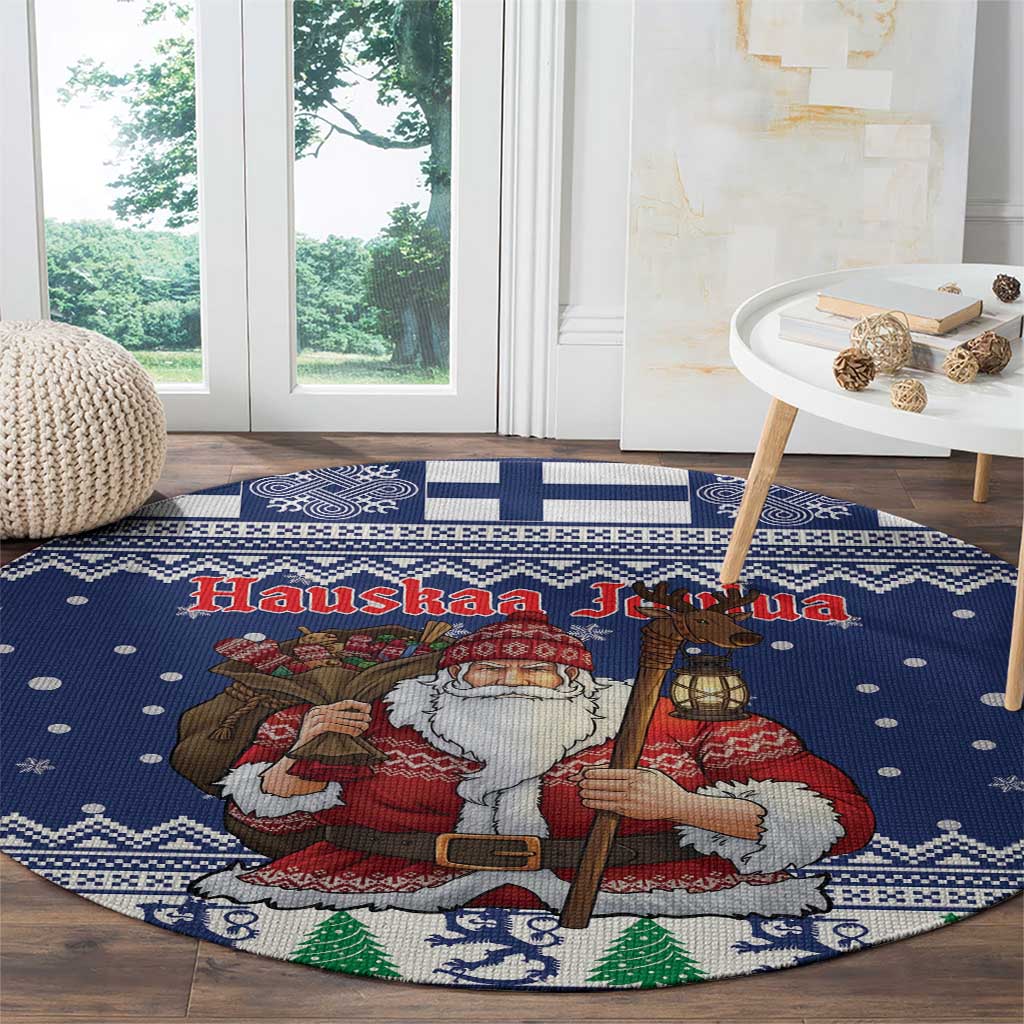 Funny Finland Christmas Round Carpet Hauskaa Joulua Joulupukki - Wonder Print Shop