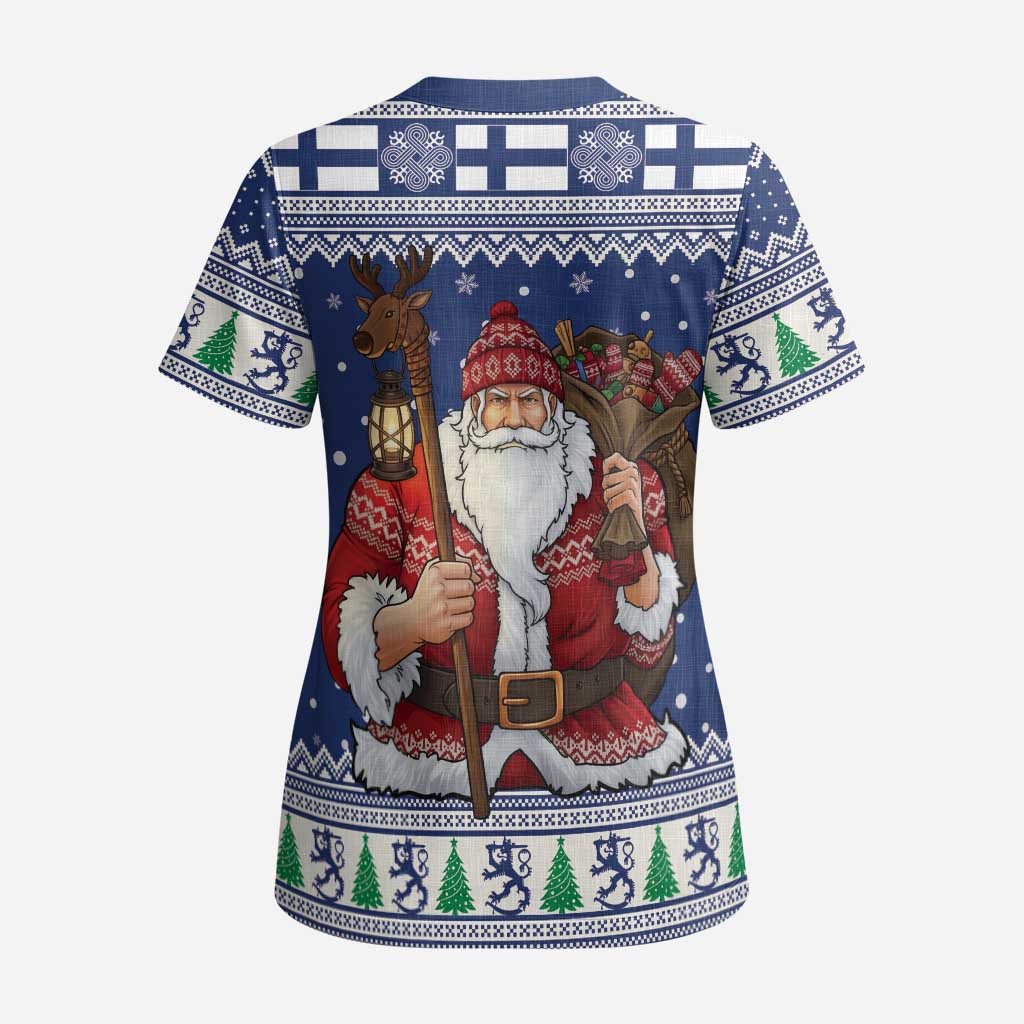 Funny Finland Christmas Scrub Top Hauskaa Joulua Joulupukki - Wonder Print Shop