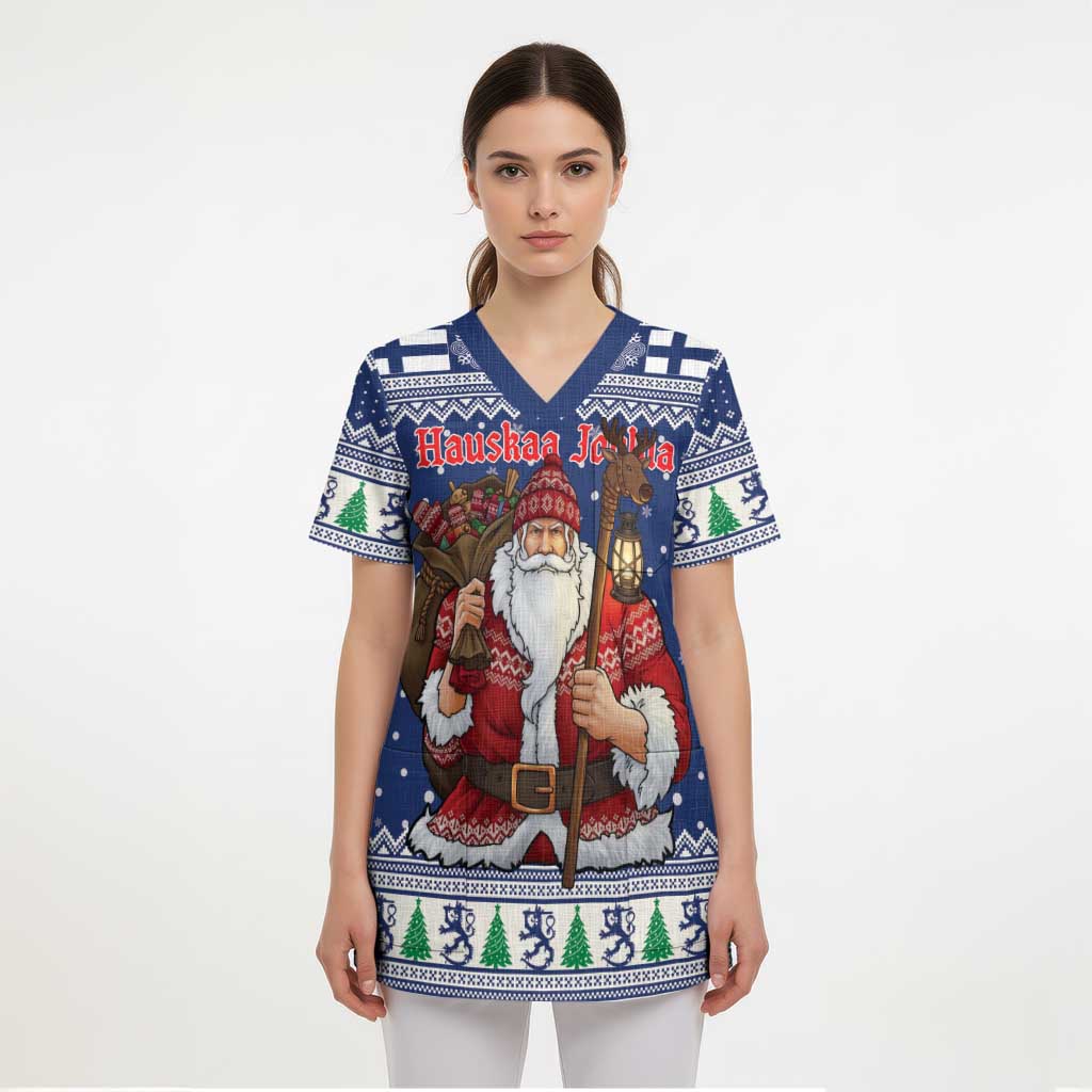 Funny Finland Christmas Scrub Top Hauskaa Joulua Joulupukki - Wonder Print Shop