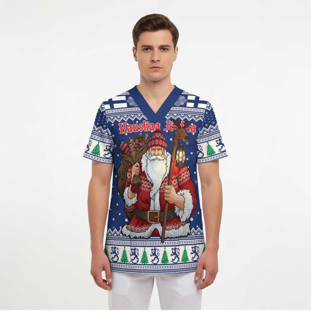 Funny Finland Christmas Scrub Top Hauskaa Joulua Joulupukki - Wonder Print Shop
