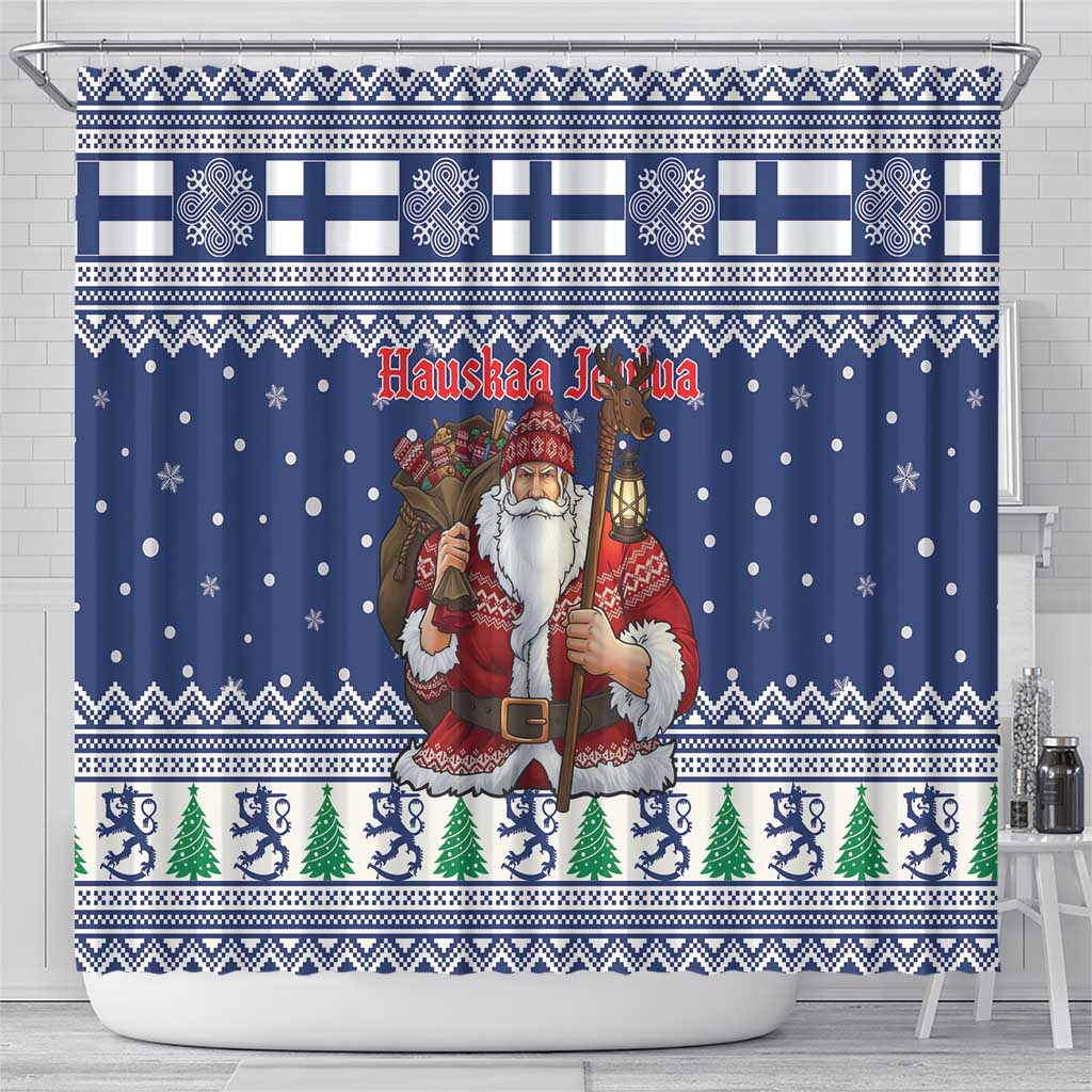 Funny Finland Christmas Shower Curtain Hauskaa Joulua Joulupukki - Wonder Print Shop