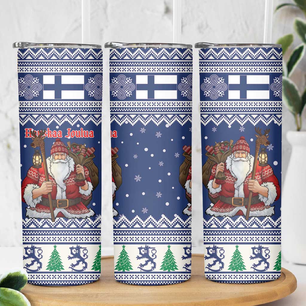 Funny Finland Christmas Skinny Tumbler Hauskaa Joulua Joulupukki - Wonder Print Shop