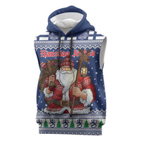 Funny Finland Christmas Sleeveless Hoodie Hauskaa Joulua Joulupukki - Wonder Print Shop