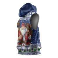 Funny Finland Christmas Sleeveless Hoodie Hauskaa Joulua Joulupukki - Wonder Print Shop
