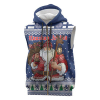 Funny Finland Christmas Sleeveless Zip Hoodie Hauskaa Joulua Joulupukki - Wonder Print Shop