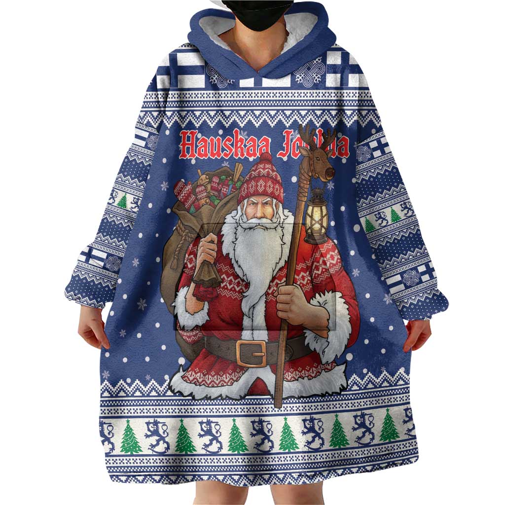 Funny Finland Christmas Wearable Blanket Hoodie Hauskaa Joulua Joulupukki - Wonder Print Shop
