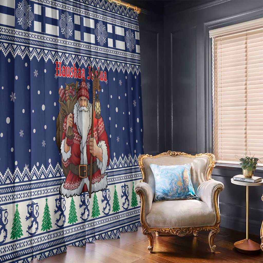 Funny Finland Christmas Window Curtain Hauskaa Joulua Joulupukki - Wonder Print Shop