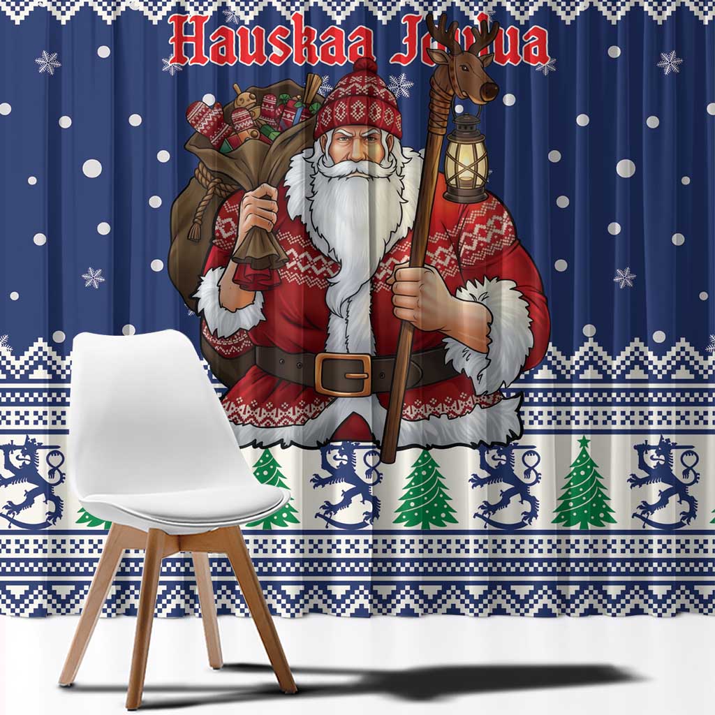 Funny Finland Christmas Window Curtain Hauskaa Joulua Joulupukki - Wonder Print Shop