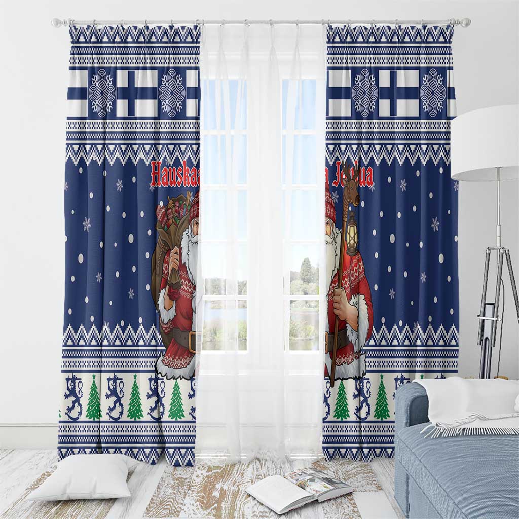 Funny Finland Christmas Window Curtain Hauskaa Joulua Joulupukki - Wonder Print Shop