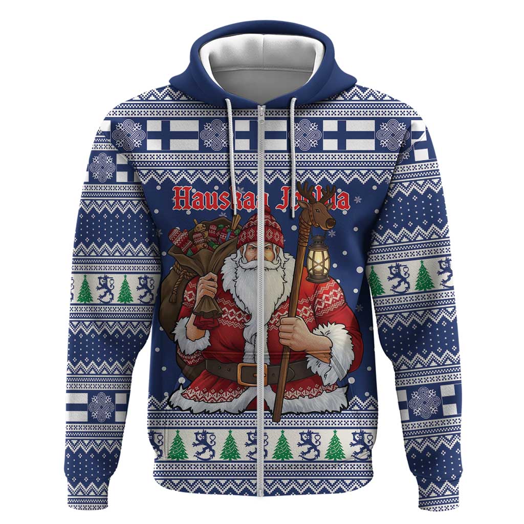 Funny Finland Christmas Zip Hoodie Hauskaa Joulua Joulupukki - Wonder Print Shop