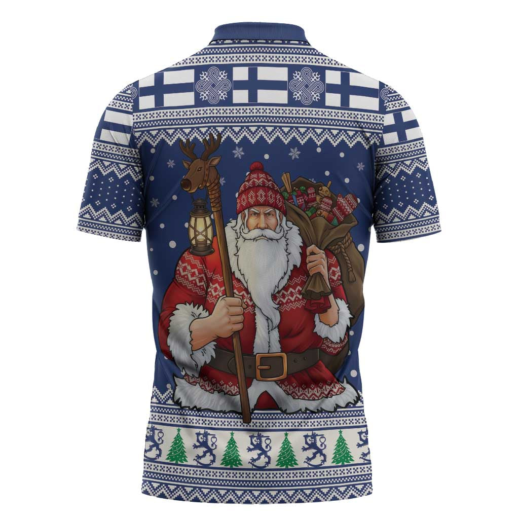 Funny Finland Christmas Zipper Polo Shirt Hauskaa Joulua Joulupukki - Wonder Print Shop