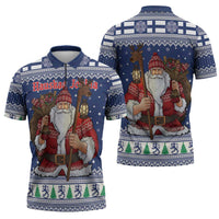 Funny Finland Christmas Zipper Polo Shirt Hauskaa Joulua Joulupukki - Wonder Print Shop