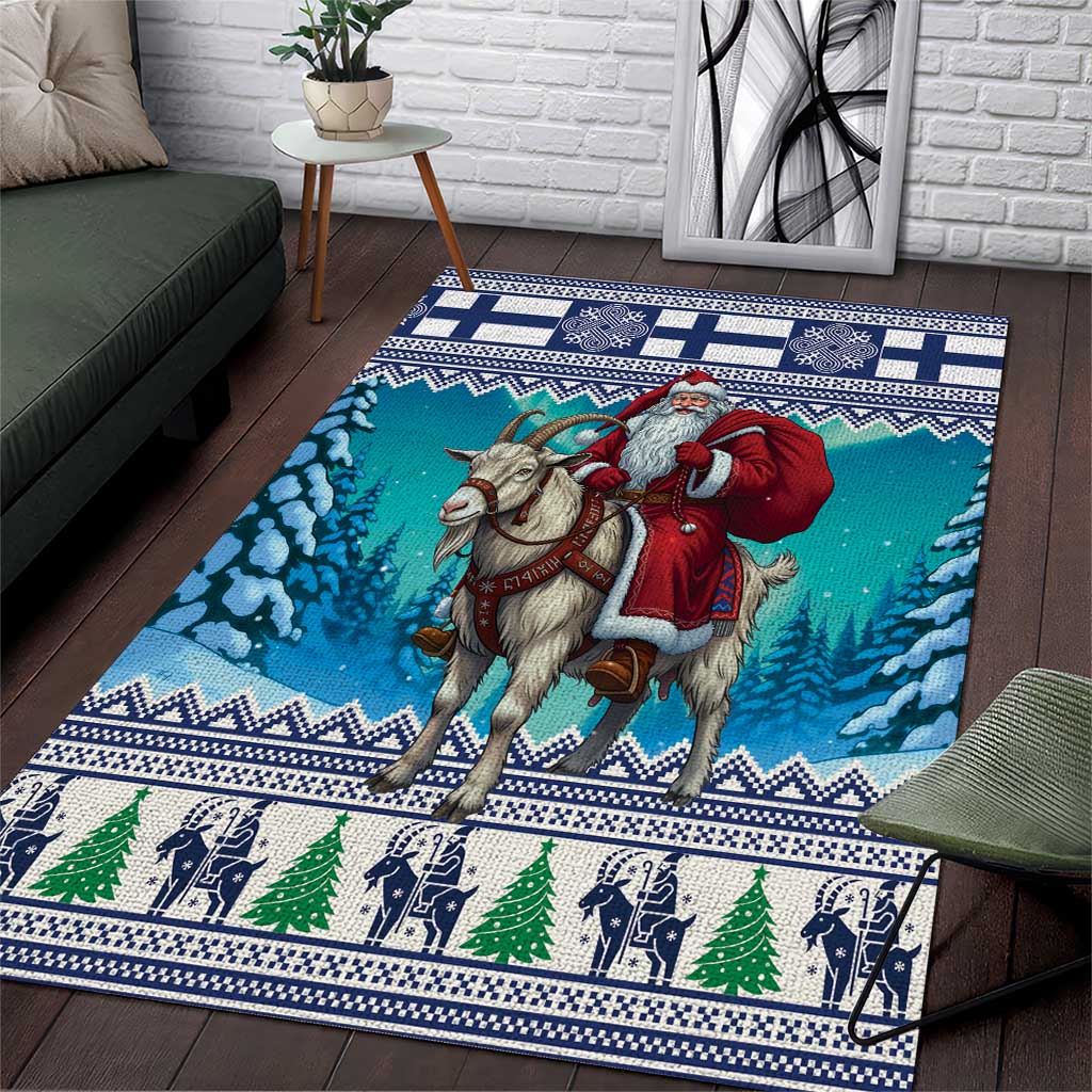 Finland Joulupukki Christmas Area Rug Riding the Yule Goat - Wonder Print Shop