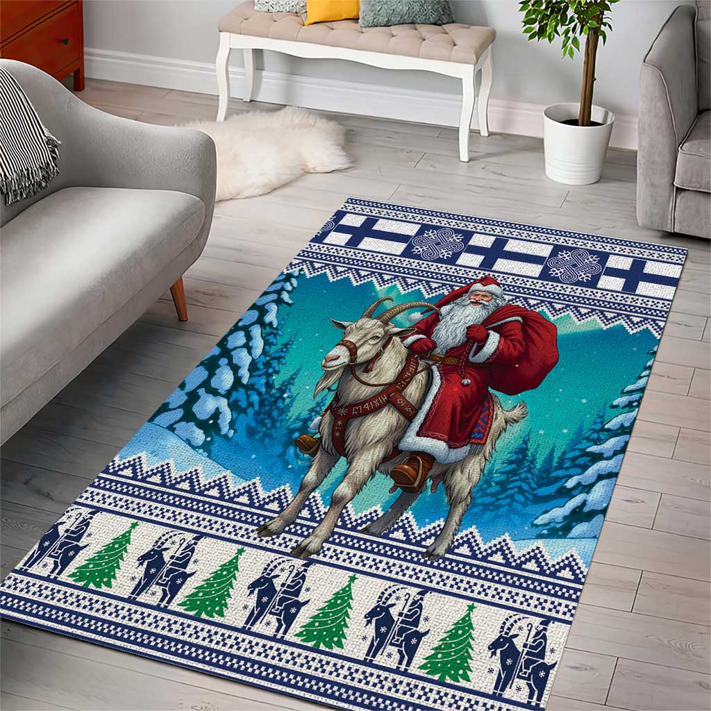 Finland Joulupukki Christmas Area Rug Riding the Yule Goat - Wonder Print Shop