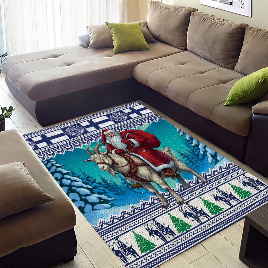 Finland Joulupukki Christmas Area Rug Riding the Yule Goat - Wonder Print Shop
