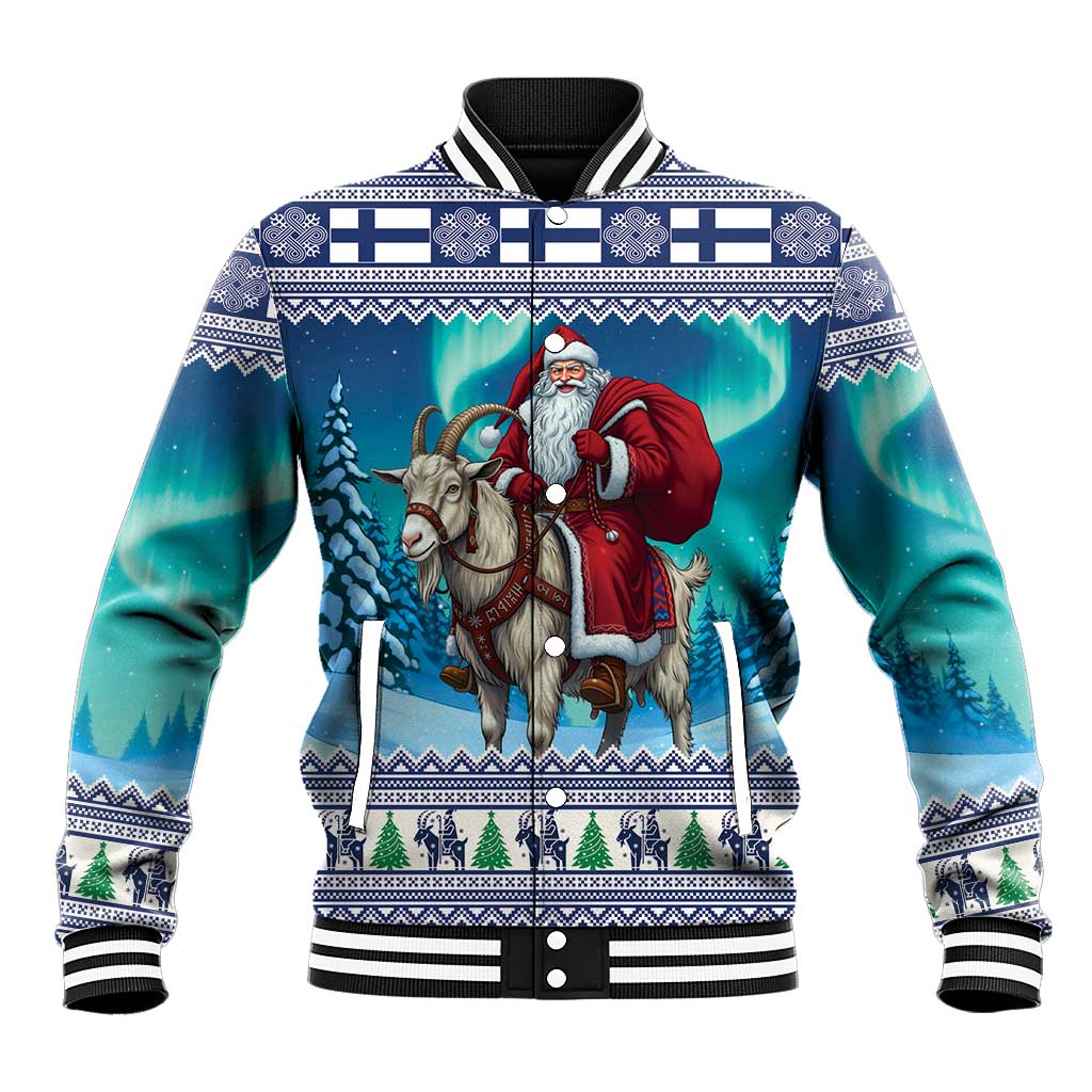 Finland Joulupukki Christmas Baseball Jacket Riding the Yule Goat - Wonder Print Shop